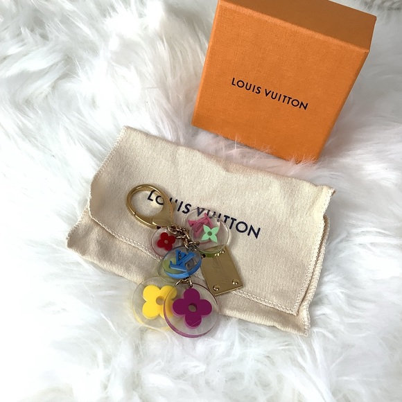 🌸 LOUIS VUITTON Multicolor Fleurs Key Holder and Bag Charm🌸 - Picture 1 of 7